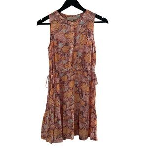 The Loft Pastel Pink Orange Paisley Dress Drawstring Dress